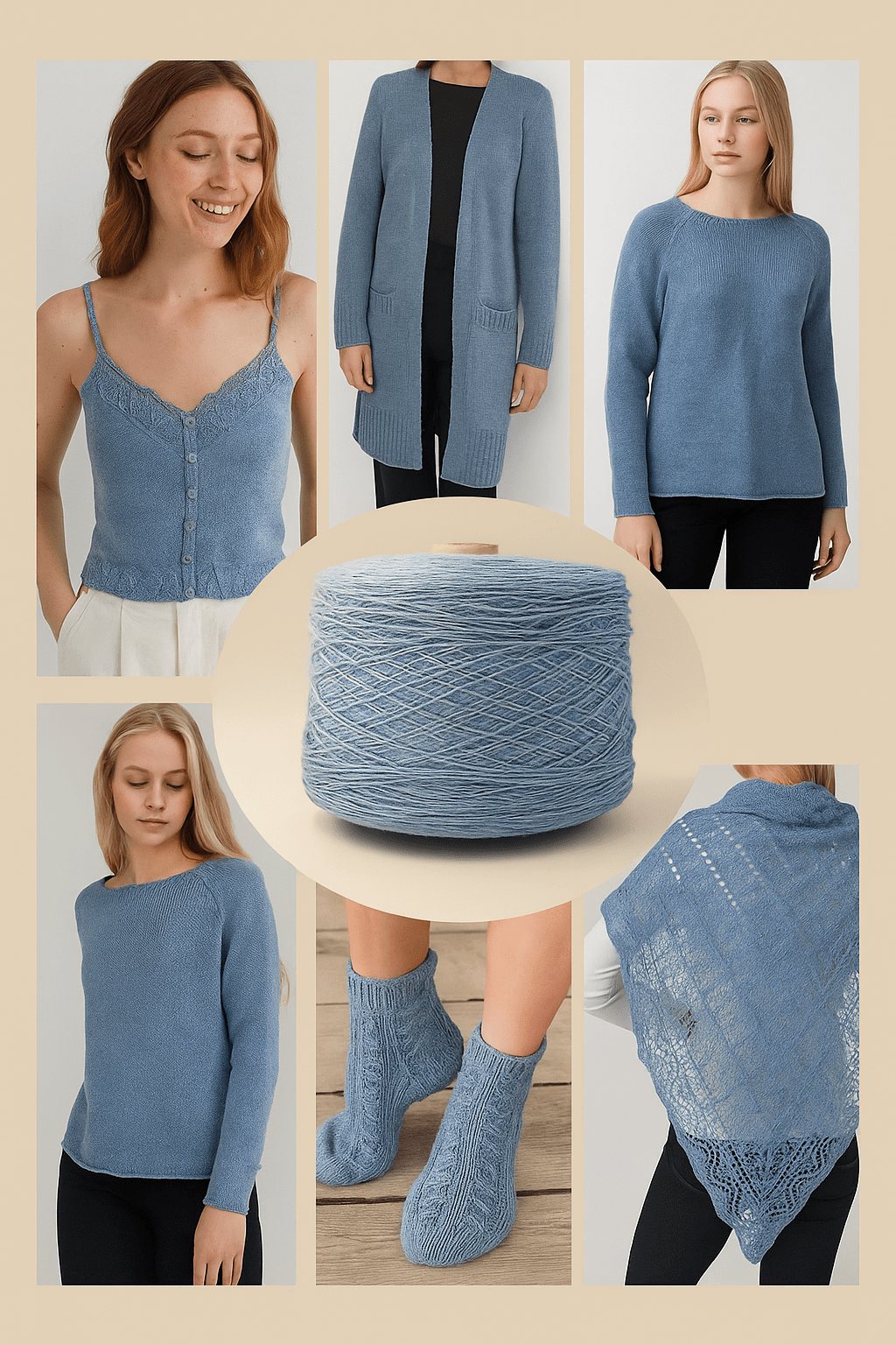 100% Linen Yarn on Cone, Light Denim Blue 1.15 | Knitting yarn shop / dzijas veikals