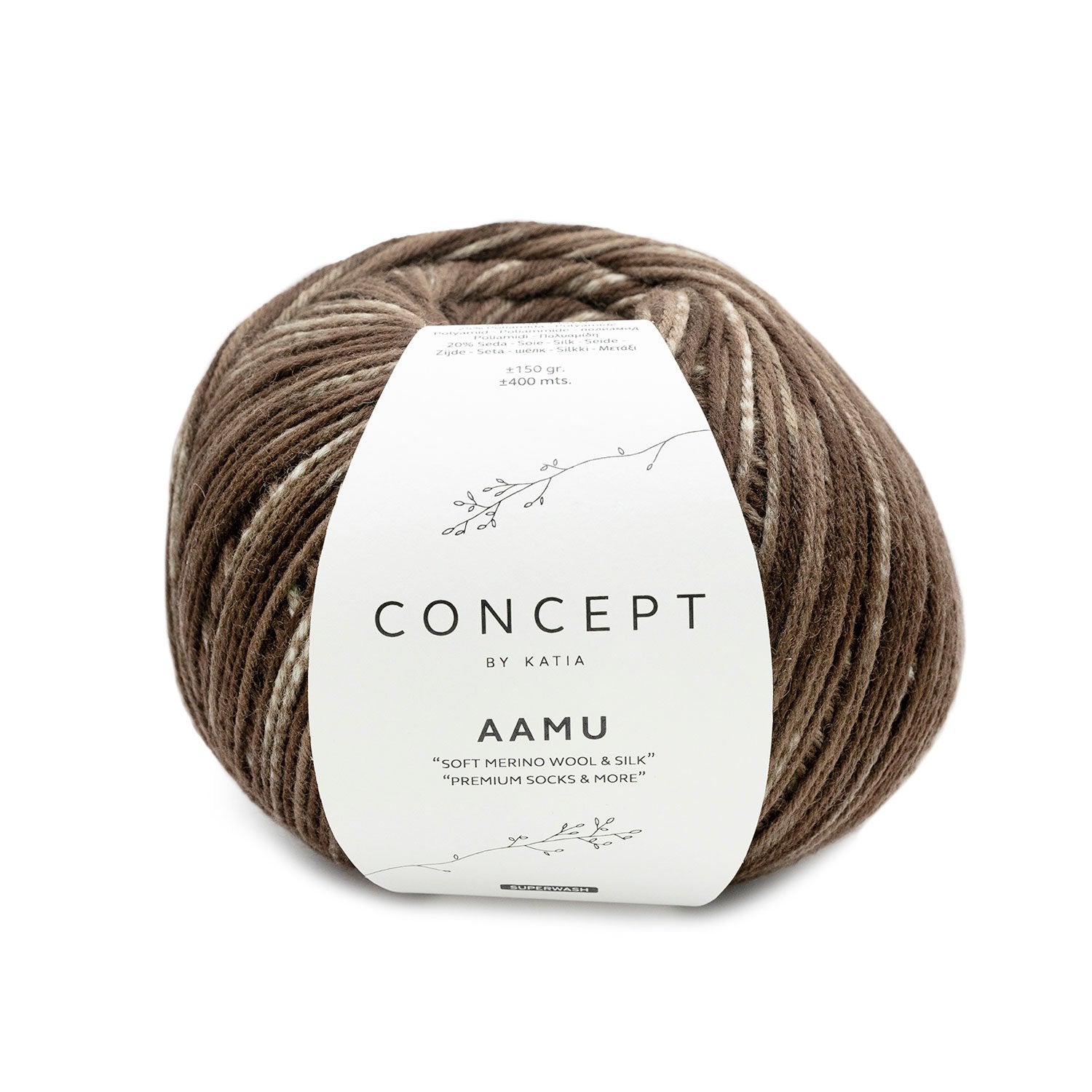 Aamu Sock Yarn with Silk – 6 - Ply Soft & Durable Yarn by Katia 305 - vison | Knitting yarn shop / dzijas veikals
