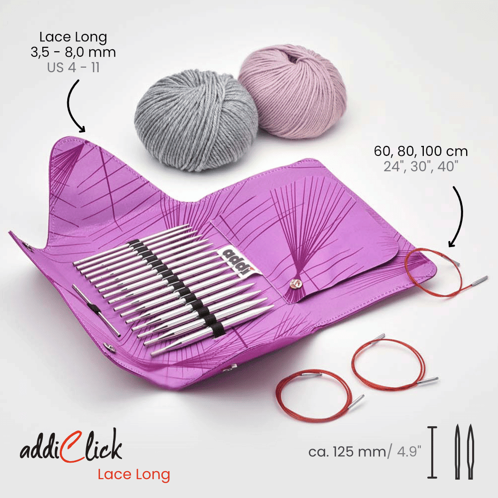 Addi Click Lace Long etui 3.50 - 8.00mm | Knitting yarn shop / dzijas veikals