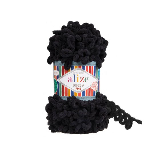 Alize Puffy Fine Loop Yarn 60 black | Knitting yarn shop / dzijas veikals