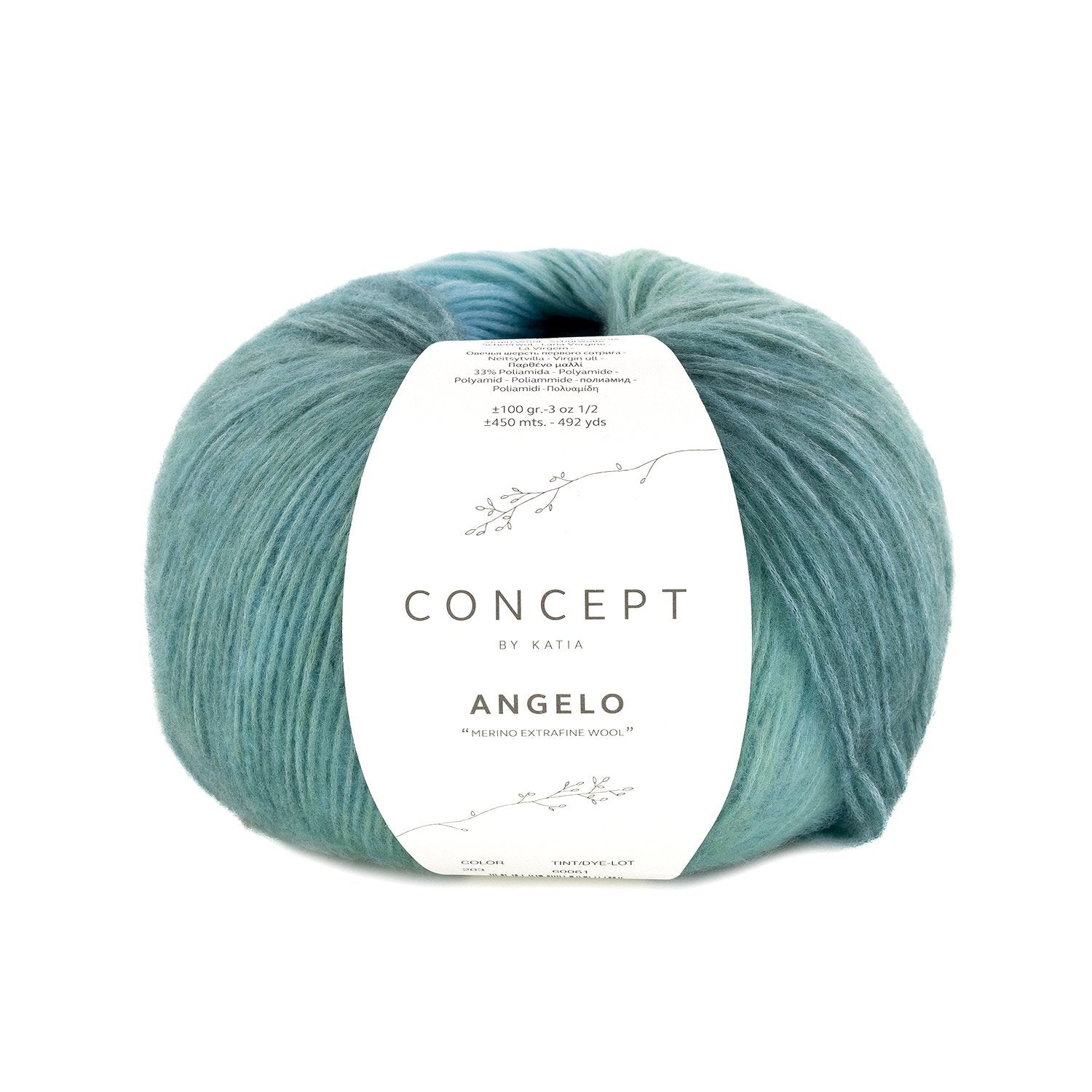 ANGELO SOFT Gradient Yarn - Soft, Lightweight, Virgin Wool Blend 203 - turquesas/verdes | Knitting yarn shop / dzijas veikals