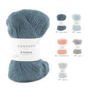 ATENEA Natural Carded Bouclé Yarn – Virgin Wool, Cotton, & Cashmere 82 - mandarina | Knitting yarn shop / dzijas veikals