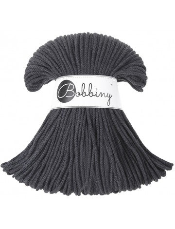 Bobbiny BRAIDED CORDS 3MM Junior Charcoal | Knitting yarn shop / dzijas veikals