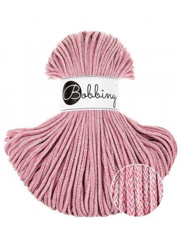 Bobbiny BRAIDED CORDS 3MM Junior Raspberry shake | Knitting yarn shop / dzijas veikals