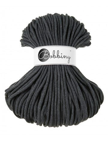 Bobbiny BRAIDED CORDS 5MM Premium Charcoal | Knitting yarn shop / dzijas veikals