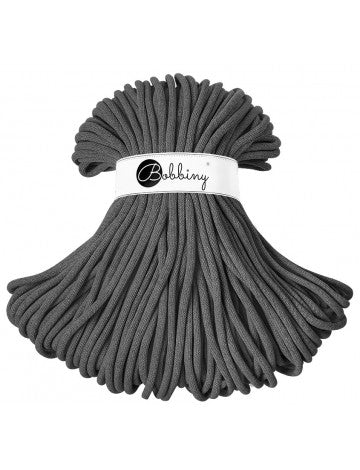 Bobbiny BRAIDED CORDS 9MM JUMBO Charcoal | Knitting yarn shop / dzijas veikals