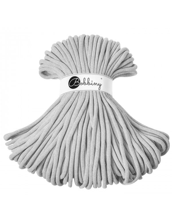 Bobbiny BRAIDED CORDS 9MM JUMBO Light Grey | Knitting yarn shop / dzijas veikals