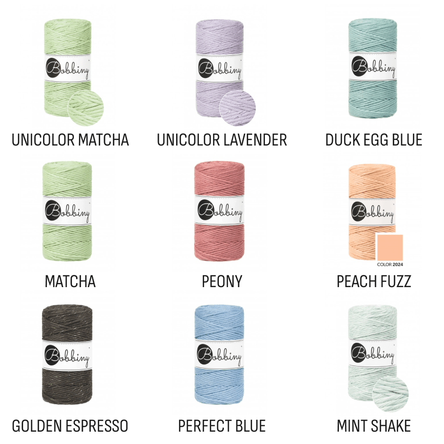 Bobbiny MACRAME CORDS 3MM Aloe | Knitting yarn shop / dzijas veikals