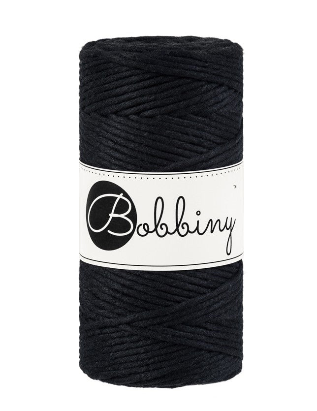 Bobbiny MACRAME CORDS 3MM Black | Knitting yarn shop / dzijas veikals
