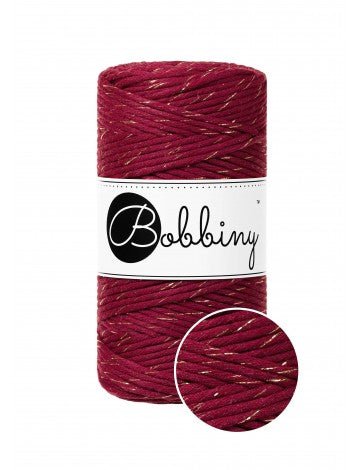 Bobbiny MACRAME CORDS 3MM Golden Wine Red | Knitting yarn shop / dzijas veikals