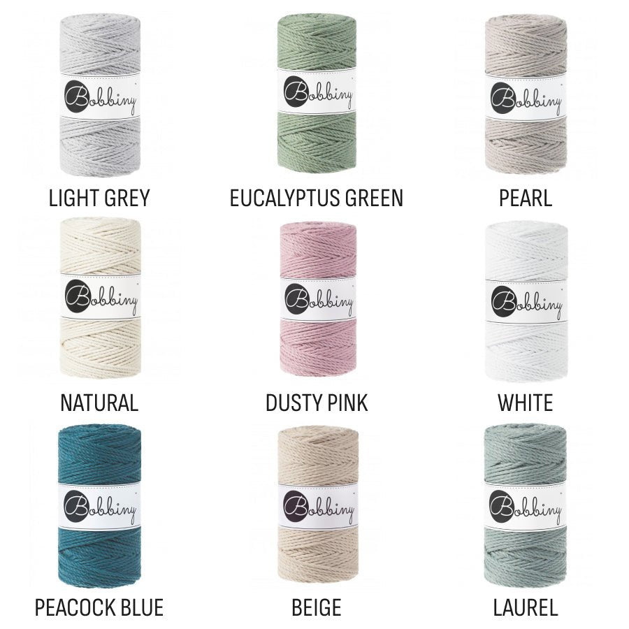 Bobbiny MACRAME ROPES 3PLY 3MM Aloe | Knitting yarn shop / dzijas veikals