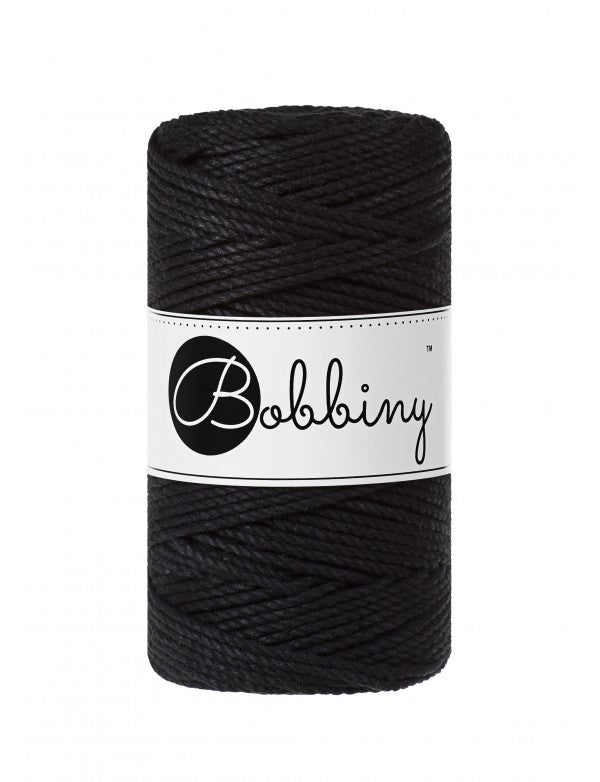 Bobbiny MACRAME ROPES 3PLY 3MM Black | Knitting yarn shop / dzijas veikals