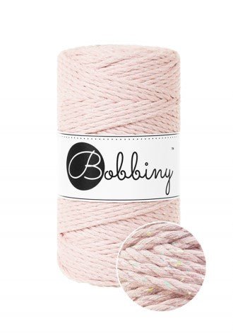 Bobbiny MACRAME ROPES 3PLY 3MM Glossy Pastel Pink | Knitting yarn shop / dzijas veikals