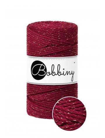 Bobbiny MACRAME ROPES 3PLY 3MM Golden Wine Red | Knitting yarn shop / dzijas veikals
