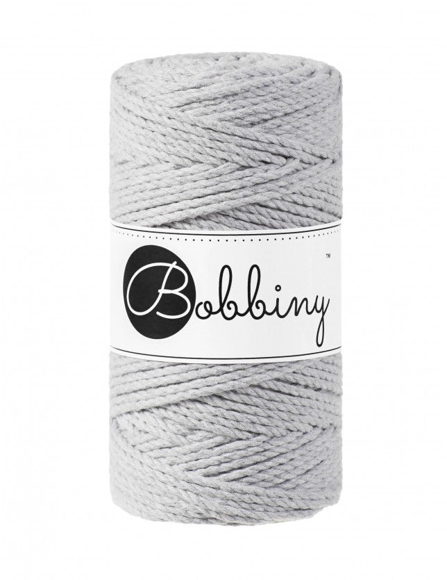 Bobbiny MACRAME ROPES 3PLY 3MM Light Grey | Knitting yarn shop / dzijas veikals