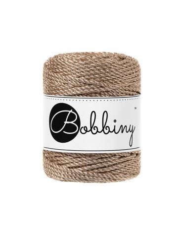 Bobbiny MACRAME ROPES 3PLY 3MM Metallic Champagne | Knitting yarn shop / dzijas veikals