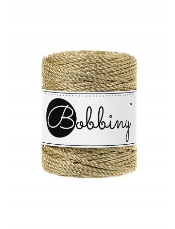 Bobbiny MACRAME ROPES 3PLY 3MM Metallic Gold | Knitting yarn shop / dzijas veikals