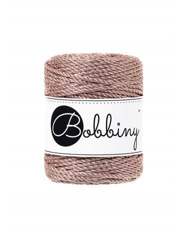 Bobbiny MACRAME ROPES 3PLY 3MM Metallic Rose Gold | Knitting yarn shop / dzijas veikals