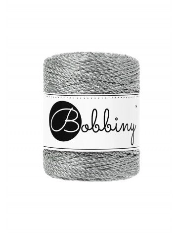 Bobbiny MACRAME ROPES 3PLY 3MM Metallic Silver | Knitting yarn shop / dzijas veikals