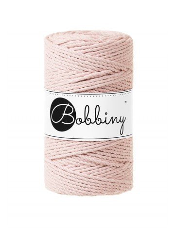 Bobbiny MACRAME ROPES 3PLY 3MM Pastel Pink | Knitting yarn shop / dzijas veikals