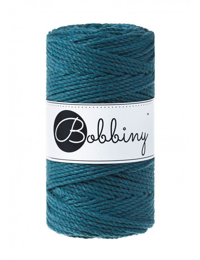 Bobbiny MACRAME ROPES 3PLY 3MM Peacock Blue | Knitting yarn shop / dzijas veikals