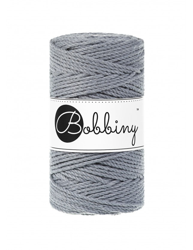 Bobbiny MACRAME ROPES 3PLY 3MM Steel | Knitting yarn shop / dzijas veikals