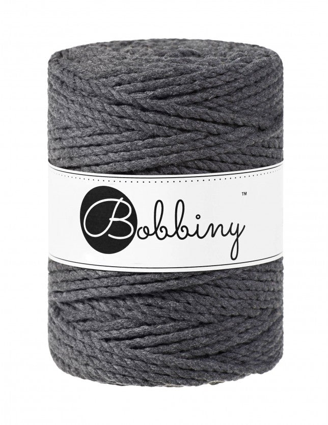 Bobbiny MACRAME ROPES 3PLY 5MM Charcoal | Knitting yarn shop / dzijas veikals