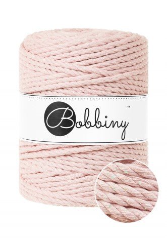 Bobbiny MACRAME ROPES 3PLY 5MM Glossy Pastel Pink | Knitting yarn shop / dzijas veikals