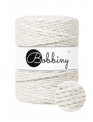 Bobbiny MACRAME ROPES 3PLY 5MM Golden Off White | Knitting yarn shop / dzijas veikals