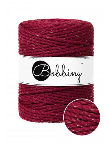 Bobbiny MACRAME ROPES 3PLY 5MM Golden Wine Red | Knitting yarn shop / dzijas veikals