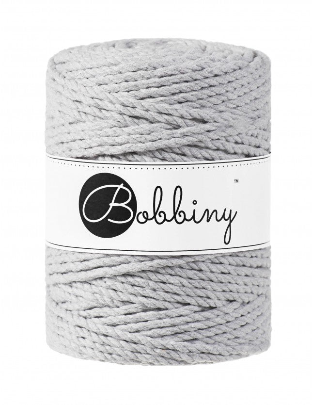 Bobbiny MACRAME ROPES 3PLY 5MM Light Grey | Knitting yarn shop / dzijas veikals