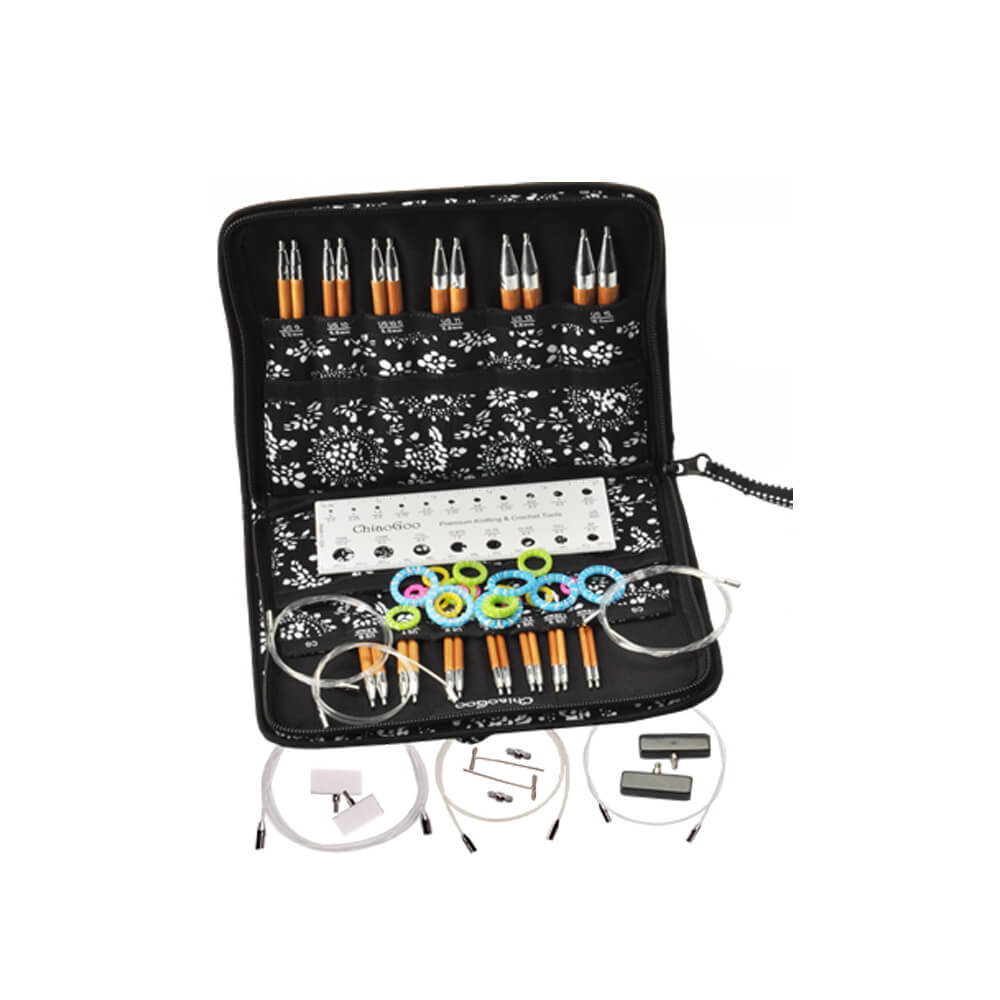 ChiaoGoo Spin bamboo interch. tip set 13cm 2.75 - 10.0mm | Knitting yarn shop / dzijas veikals