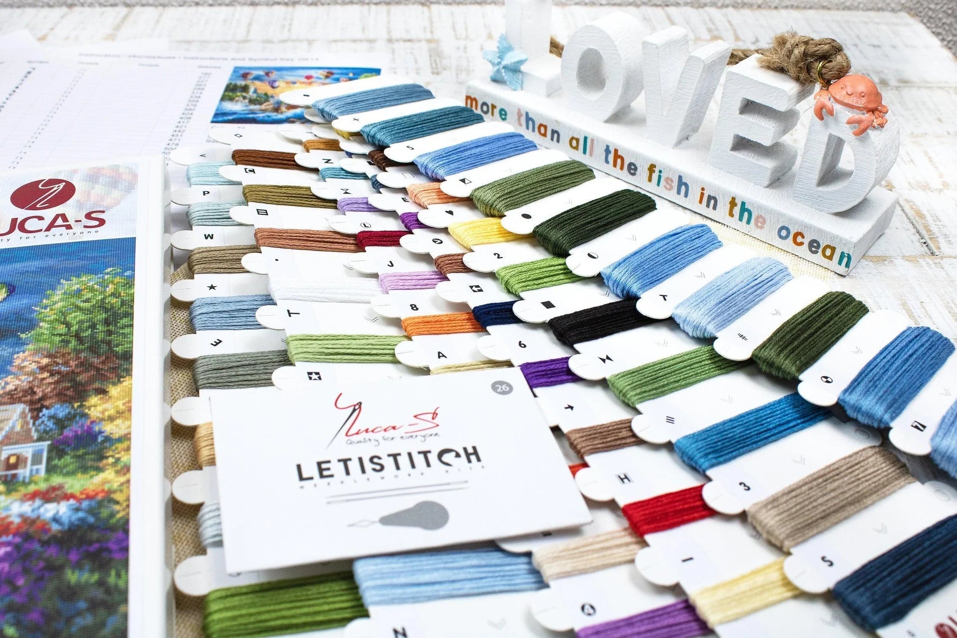 Cross Stitch Kit Luca - S Gold - Balloons over Sunset Cove, B614 | Knitting yarn shop / dzijas veikals