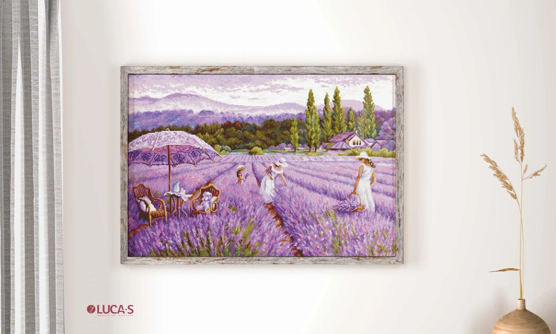 Cross Stitch Kit Luca - S GOLD - Lavender Field, BU5008 | Knitting yarn shop / dzijas veikals