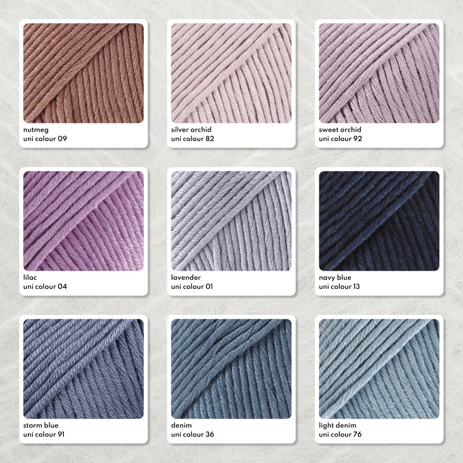 DROPS Muskat MUSKAT UNI COLOUR 01 light blue purple | Knitting yarn shop / dzijas veikals