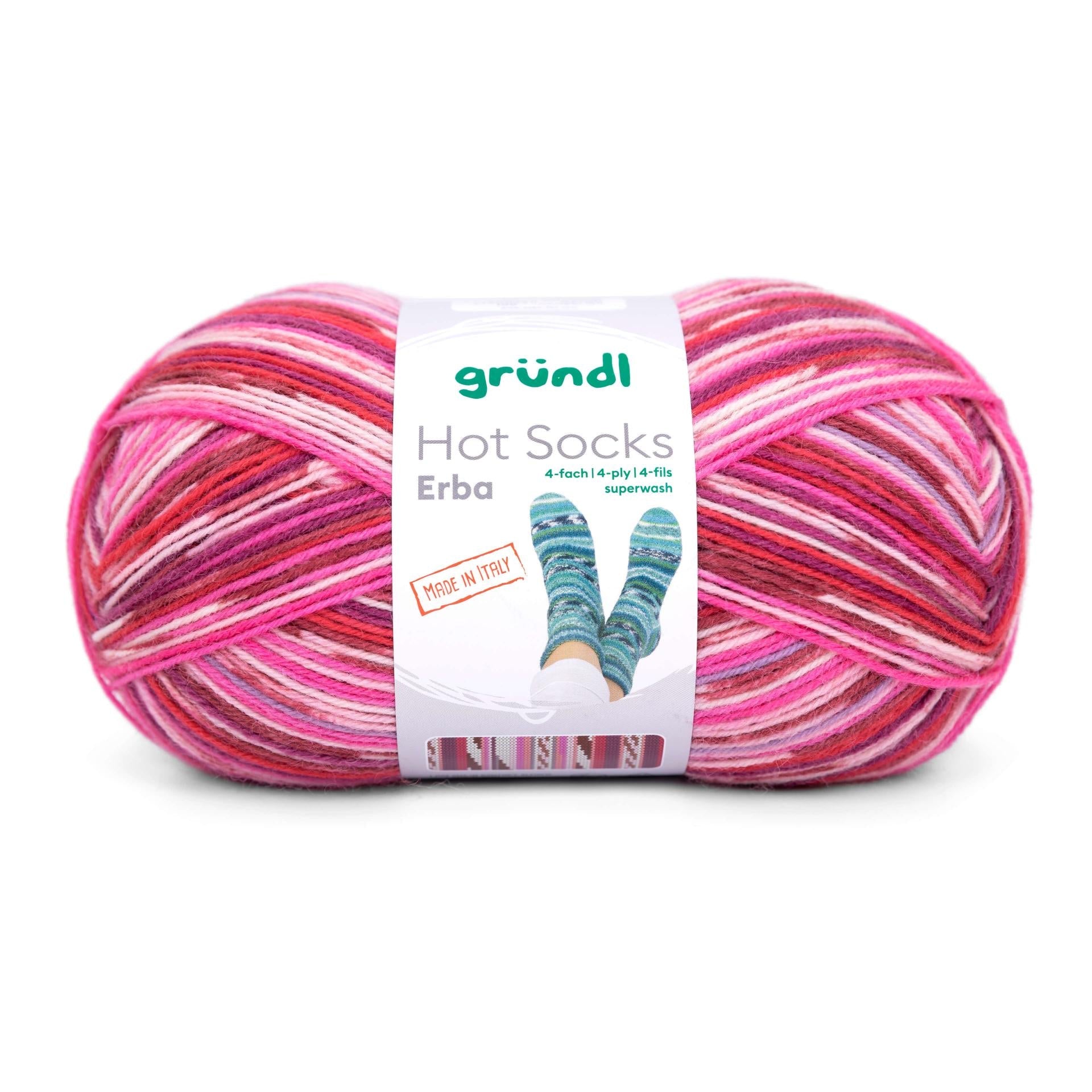 GRÜNDL Hot Socks Erba Yarn – 4 - Ply, Superwash Virgin Wool, 100g/420m Hot Socks Erba, 4 - fach - 01 | Knitting yarn shop / dzijas veikals