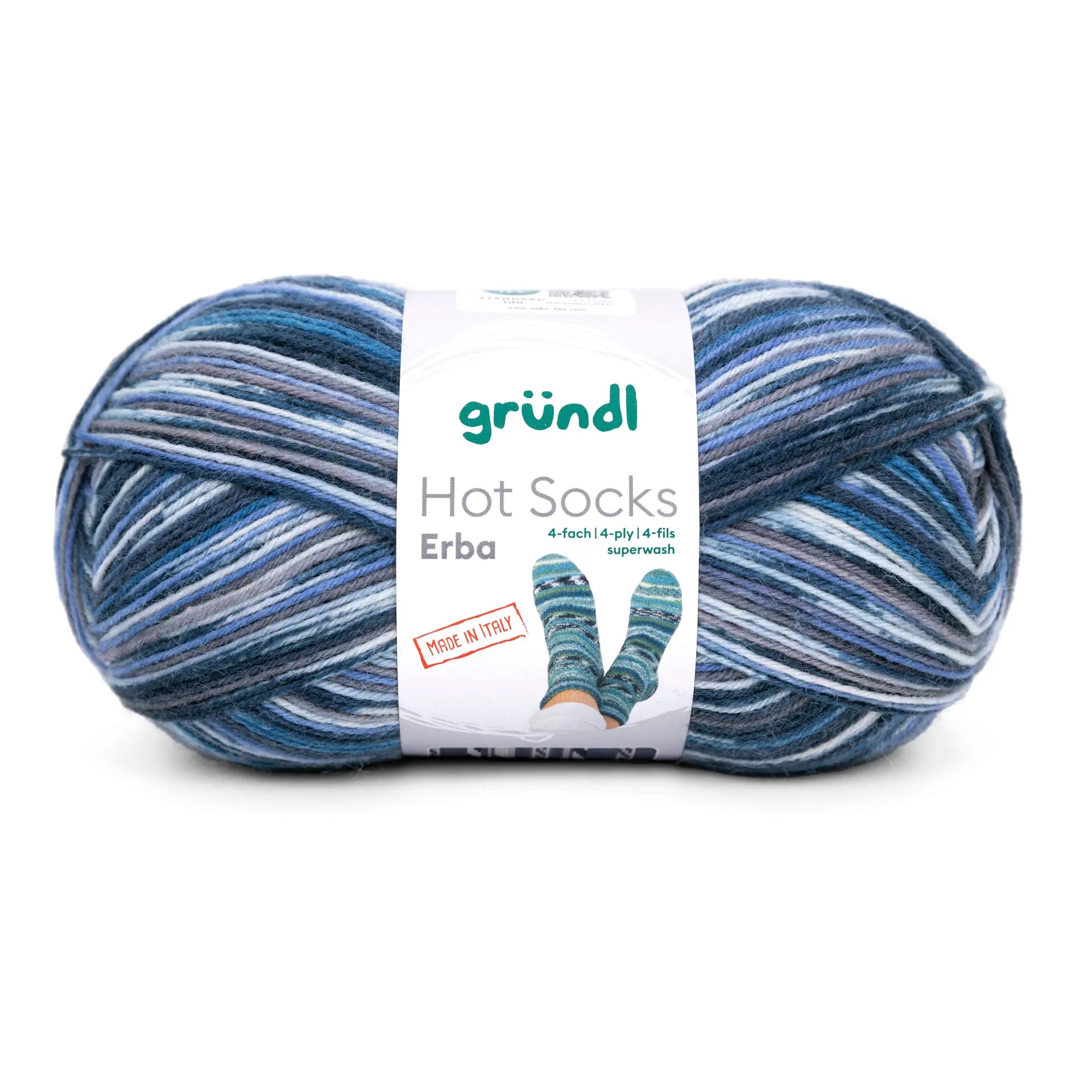 GRÜNDL Hot Socks Erba Yarn – 4 - Ply, Superwash Virgin Wool, 100g/420m Hot Socks Erba, 4 - fach - 02 | Knitting yarn shop / dzijas veikals