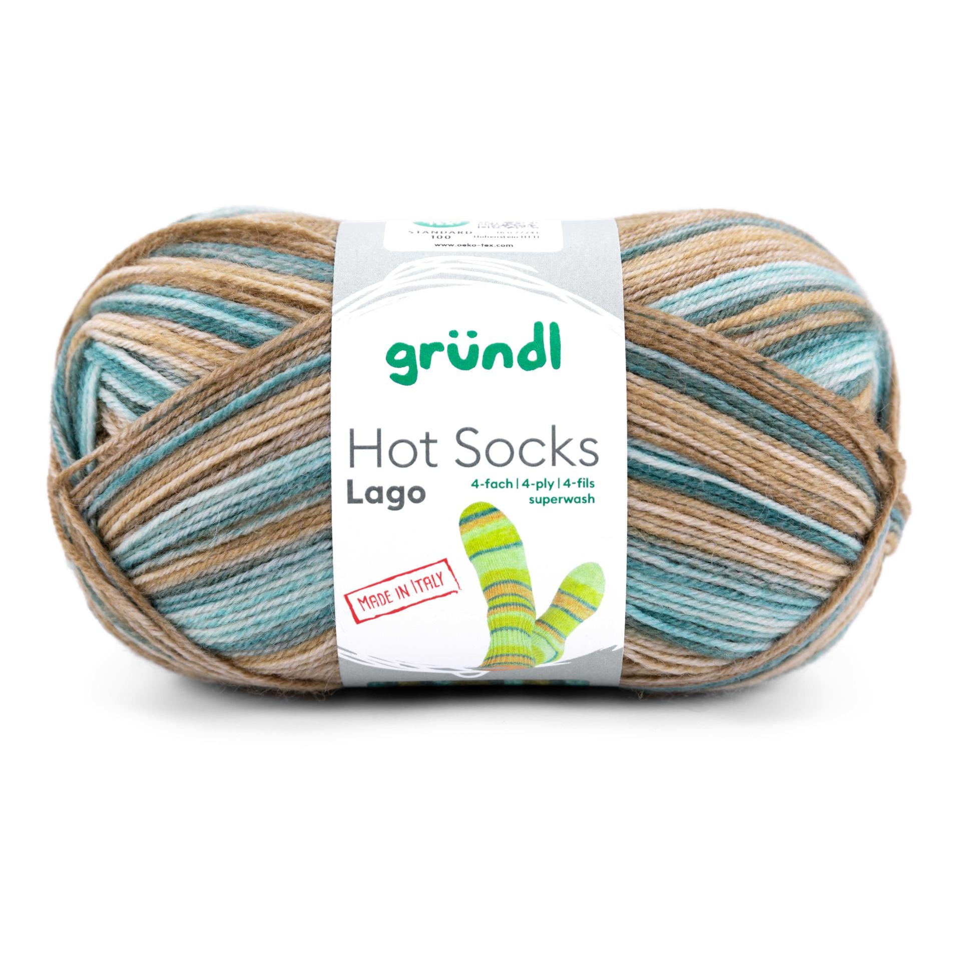 GRÜNDL Hot Socks Lago Yarn – 4 - Ply Superwash Wool, Durable & Easy - Care Hot Socks Lago, 4 - fach - 01 | Knitting yarn shop / dzijas veikals