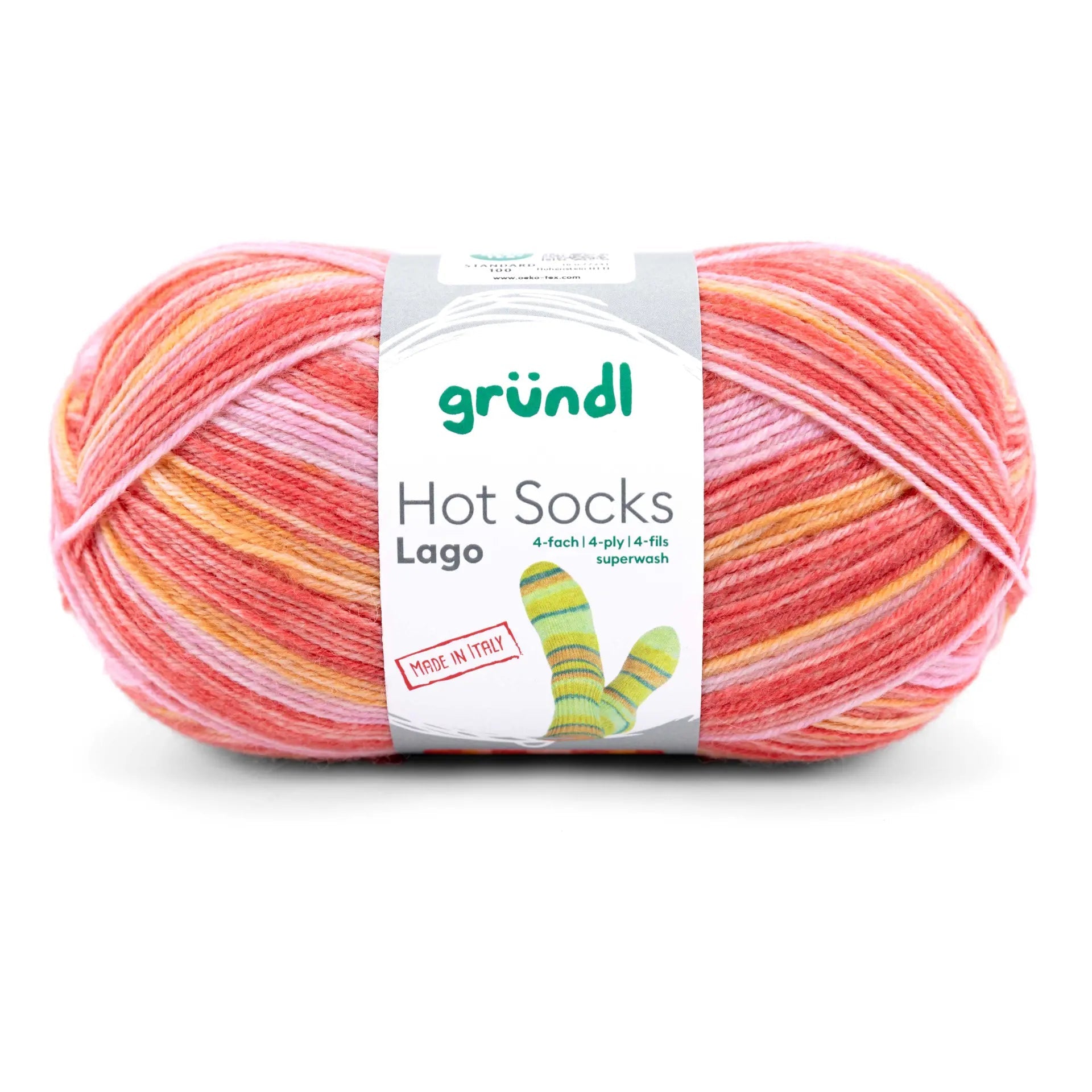 GRÜNDL Hot Socks Lago Yarn – 4 - Ply Superwash Wool, Durable & Easy - Care Hot Socks Lago, 4 - fach - 02 | Knitting yarn shop / dzijas veikals
