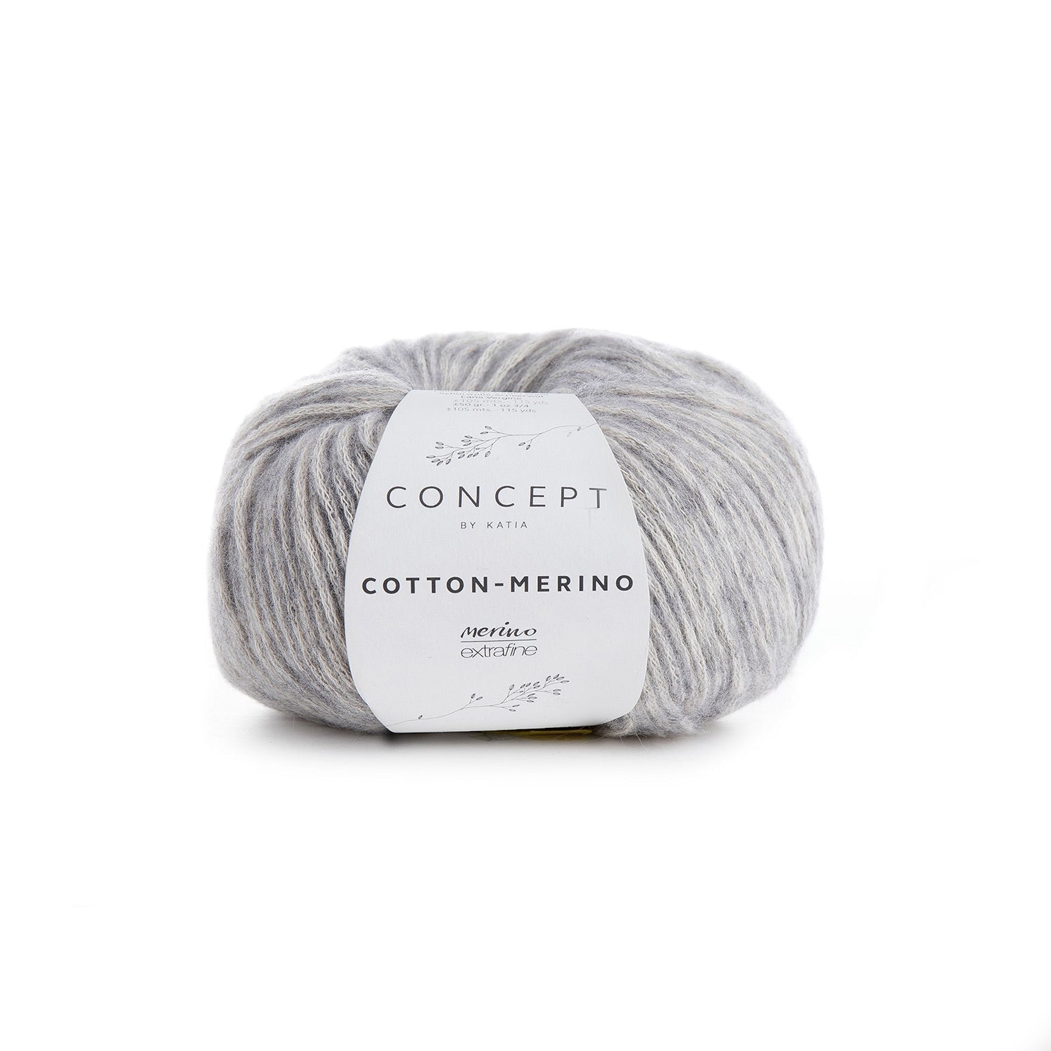 KATIA Cotton-Merino – 70% Cotton, 30% Extra-Fine Merino Wool 106 - Light grey | Knitting yarn shop / dzijas veikals