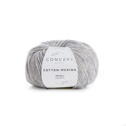 KATIA Cotton-Merino – 70% Cotton, 30% Extra-Fine Merino Wool 106 - Light grey | Knitting yarn shop / dzijas veikals