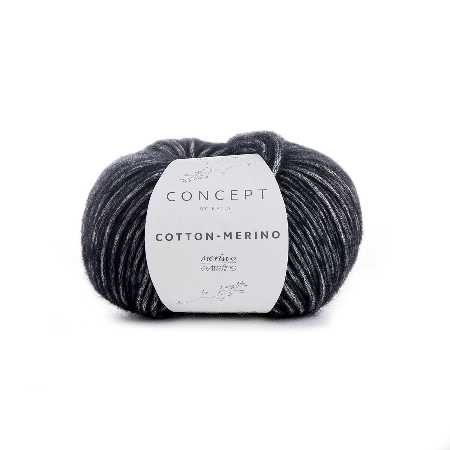 KATIA Cotton-Merino – 70% Cotton, 30% Extra-Fine Merino Wool 108 - Black | Knitting yarn shop / dzijas veikals