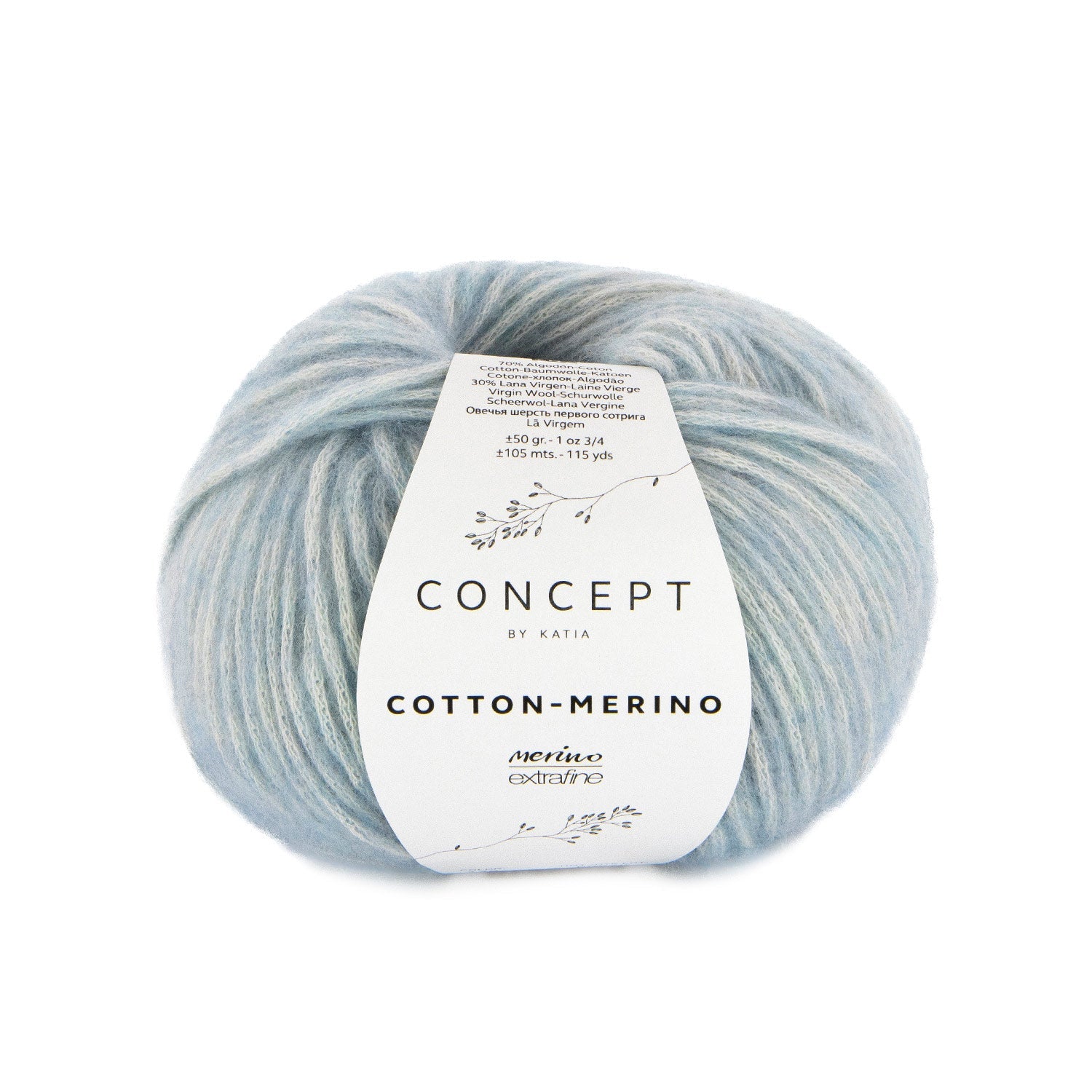 KATIA Cotton-Merino – 70% Cotton, 30% Extra-Fine Merino Wool 142 - Pigeon blue | Knitting yarn shop / dzijas veikals