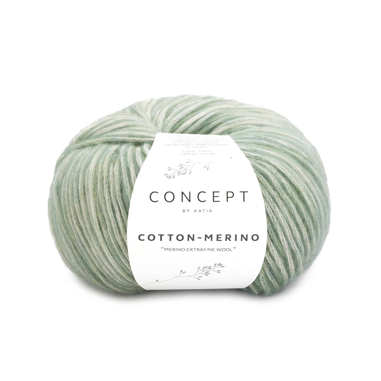 KATIA Cotton-Merino – 70% Cotton, 30% Extra-Fine Merino Wool 146 - Sage | Knitting yarn shop / dzijas veikals