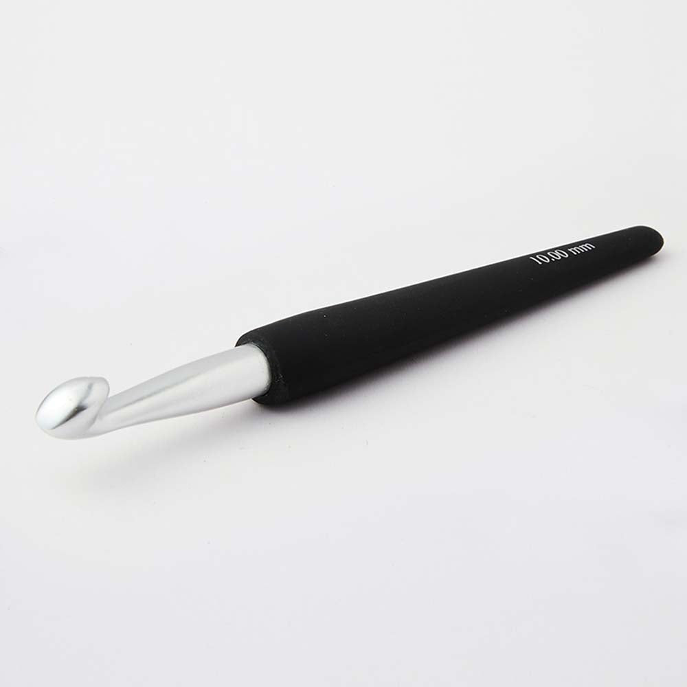 KnitPro Aluminium crochet hook softgrip black color 2 | Knitting yarn shop / dzijas veikals