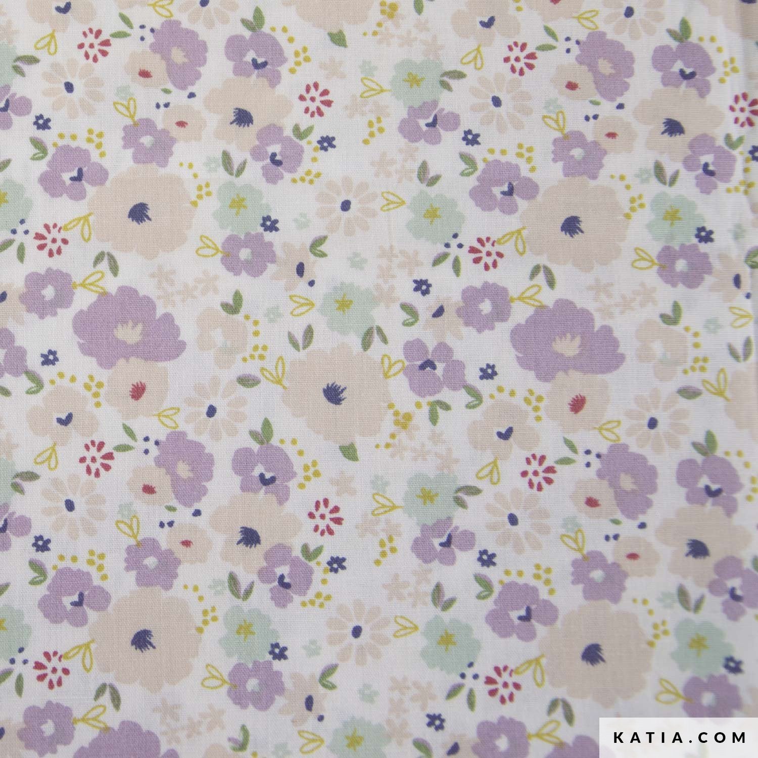 Lilac Flowers Print Cotton Poplin Fabric – 100% Cotton, 140cm Wide, price per 10 cm | Knitting yarn shop / dzijas veikals
