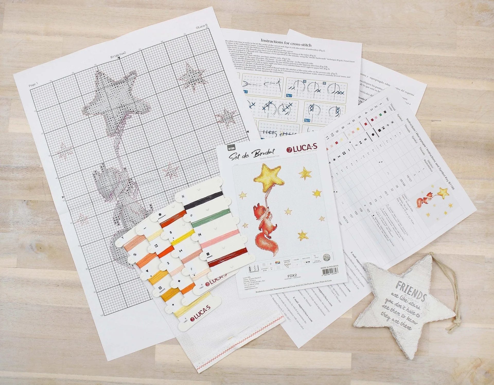 Luca - S Cross Stitch Kit – Fox No.2 B1188, 16ct AIDA, 12x15cm | Knitting yarn shop / dzijas veikals