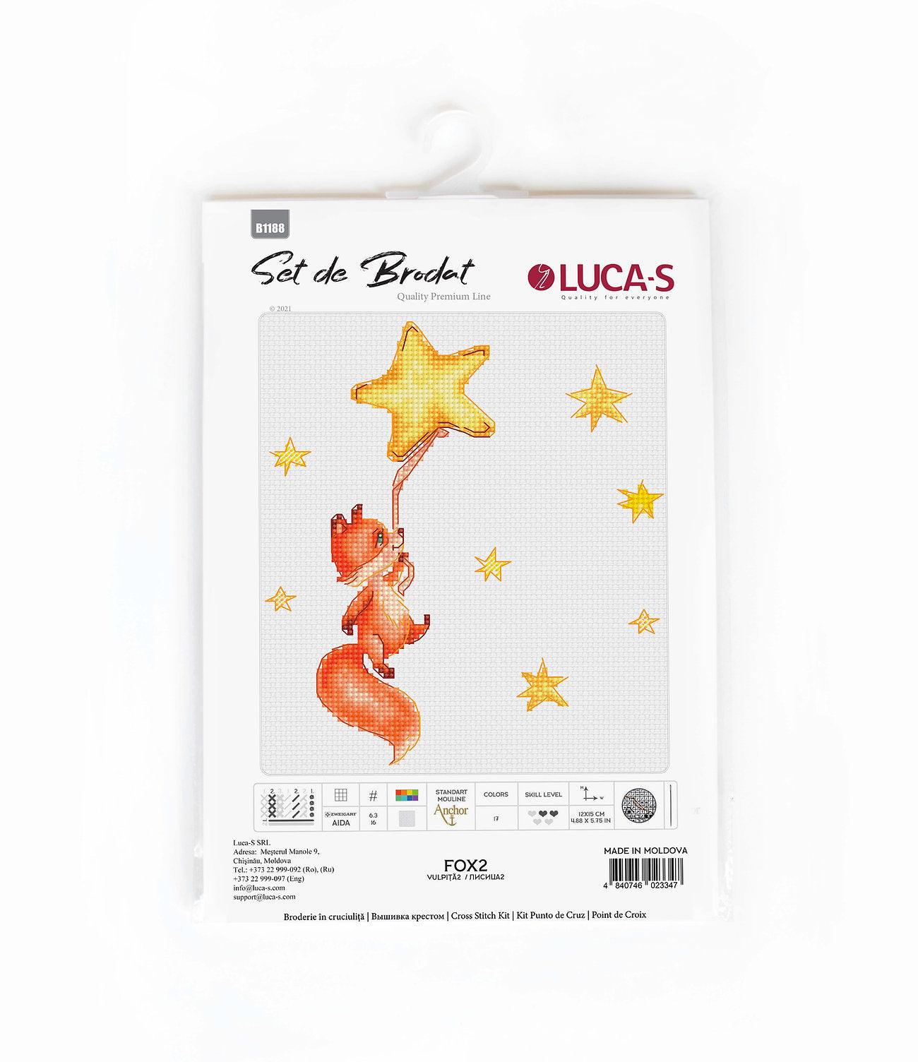 Luca - S Cross Stitch Kit – Fox No.2 B1188, 16ct AIDA, 12x15cm | Knitting yarn shop / dzijas veikals