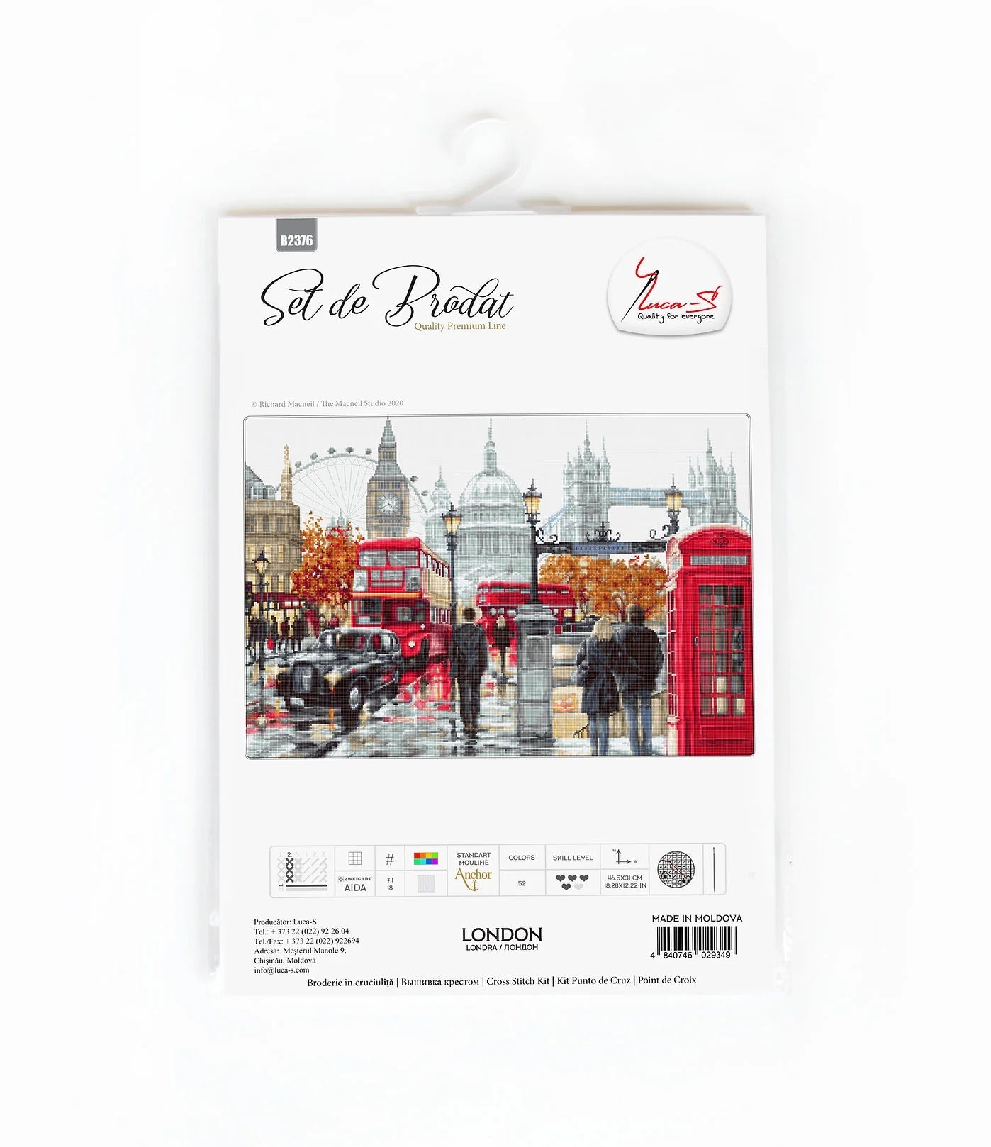 Luca - S Cross Stitch Kit – London B2376, 18ct AIDA, 46.5x31cm | Knitting yarn shop / dzijas veikals