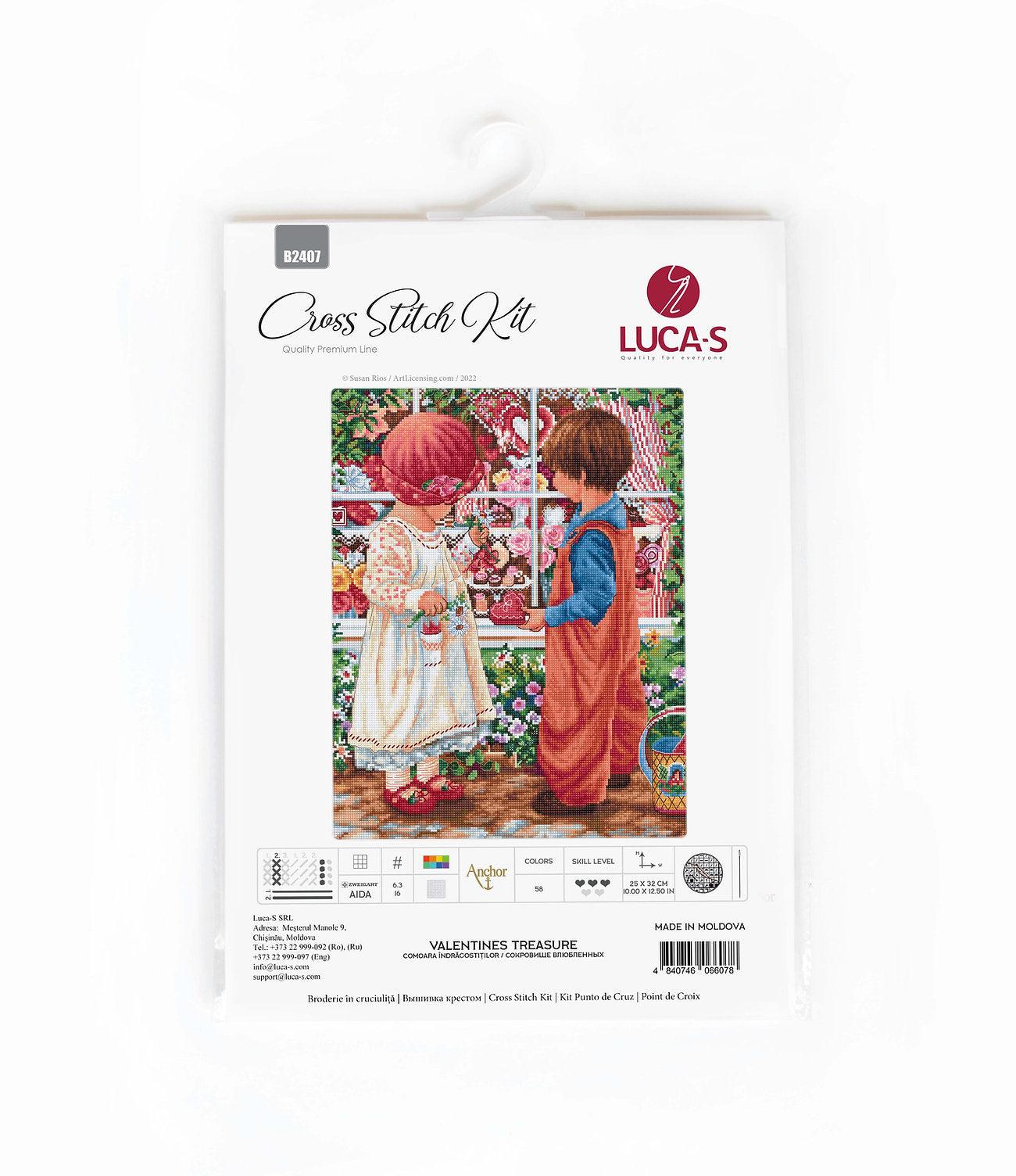 Luca - S Cross Stitch Kit – Valentine's Treasure B2407, 18ct AIDA, 36x31cm | Knitting yarn shop / dzijas veikals